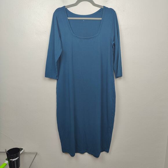 Universal Standard Square Neck‎ Cocoon Dress Womens XS 10-12 True Blue Jersey - Picture 1 of 6